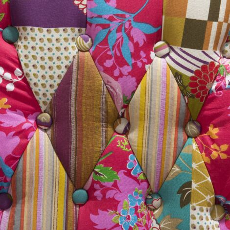 Button Tufted Accent Wingback Armchair Patchwork Multicolour Upholstery Pink Molde