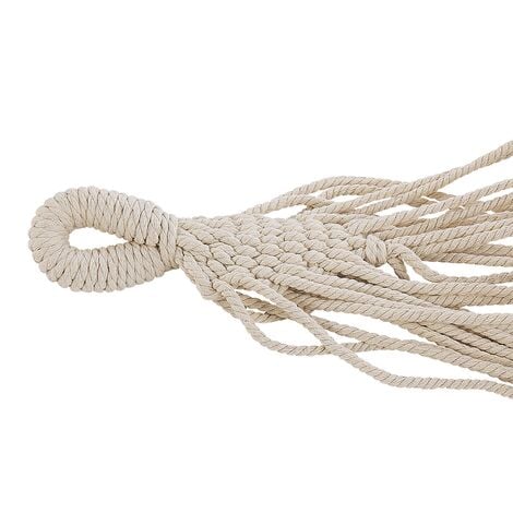 Indoor Outdoor Boho Style Hanging Hammock Swing Cotton Seat Beige Rocca