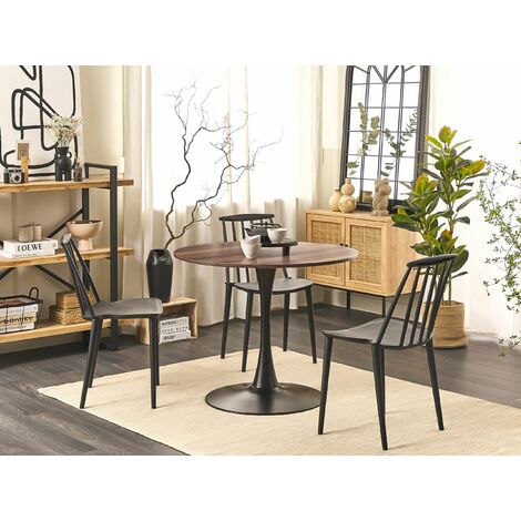 Round industrial store dining table set