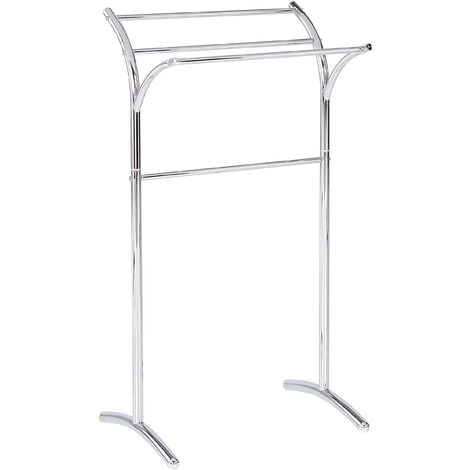 Bathroom Accessories Towel Stand Rack Steel 3 Rails Glossy Silver Yopal