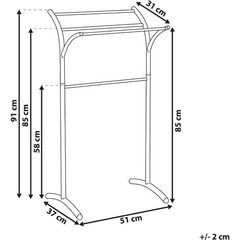 Bathroom Accessories Towel Stand Rack Steel 3 Rails Glossy Silver Yopal
