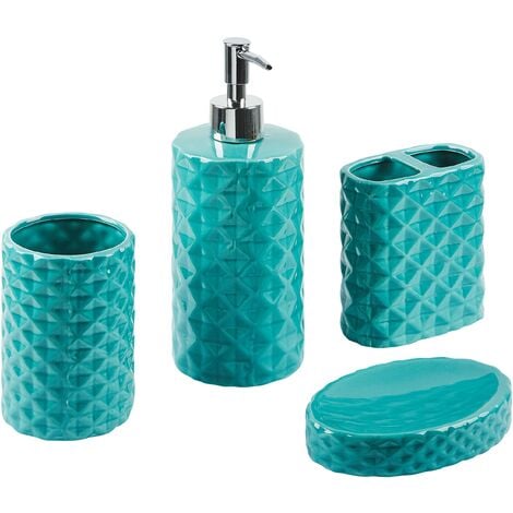 Bathroom Accessories Set Turquoise Dolomite Soap Dispenser Container Guatire