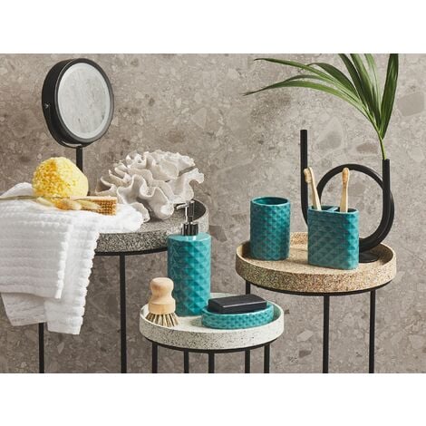 Bathroom Accessories Set Turquoise Dolomite Soap Dispenser Container Guatire