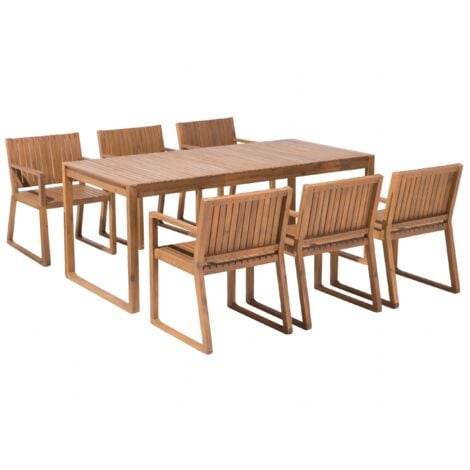 Rustic 6 Seater Garden Acacia Wood Dining Set Table Chairs Sassari