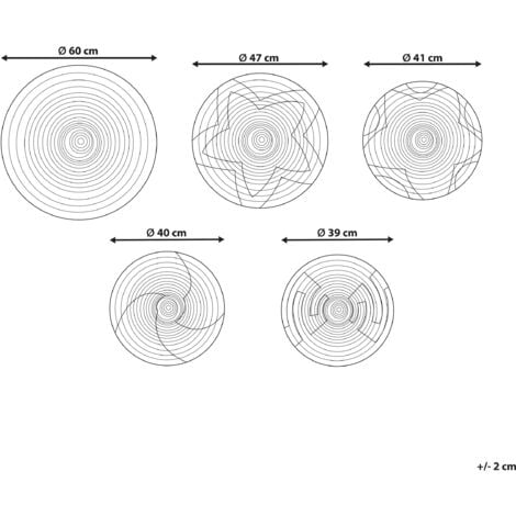 Set of 5 Seagrass Wall Baskets Decorative Plates Handwoven Natural Parore