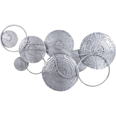 Modern Decorative Wall Art Deco Accent Piece Circles Gold and Silver Vanadium