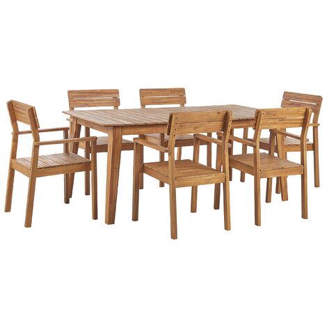 Rustic 6 Seater Garden Dining Set Outdoor Table 180 x 90 cm Chairs Fornelli