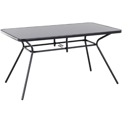 Garden Dining Table LIVO 140 cm 80 cm Glass Black (1/5)