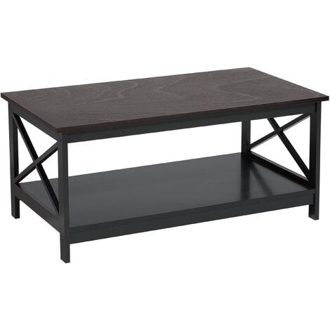 Modern Coffee Table Country Shelves Living Room Black 100 x 55 cmFoster