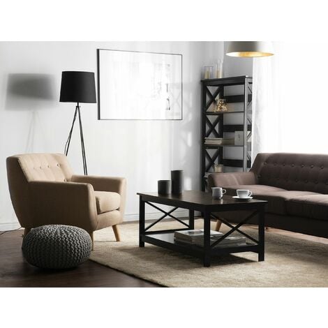 Modern Coffee Table Country Shelves Living Room Black 100 x 55 cmFoster
