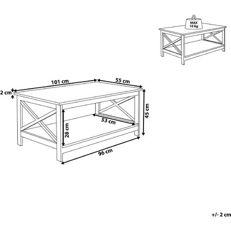 Modern Coffee Table Country Shelves Living Room Black 100 x 55 cmFoster