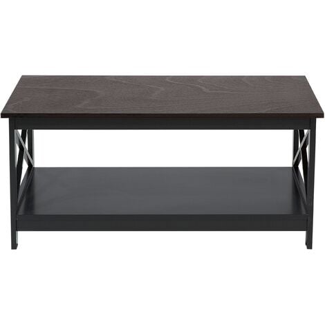 Modern Coffee Table Country Shelves Living Room Black 100 x 55 cmFoster