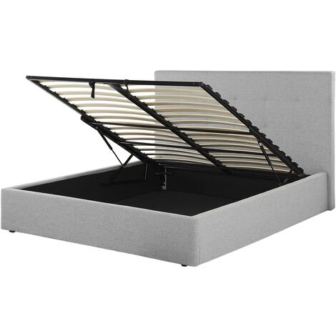 Modern Upholstered Ottoman Storage Bed EU Double Size Grey Lorient