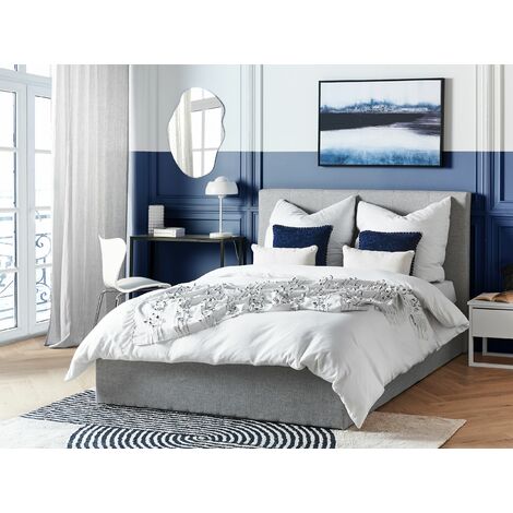 Modern Upholstered Ottoman Storage Bed EU Double Size Grey Lorient