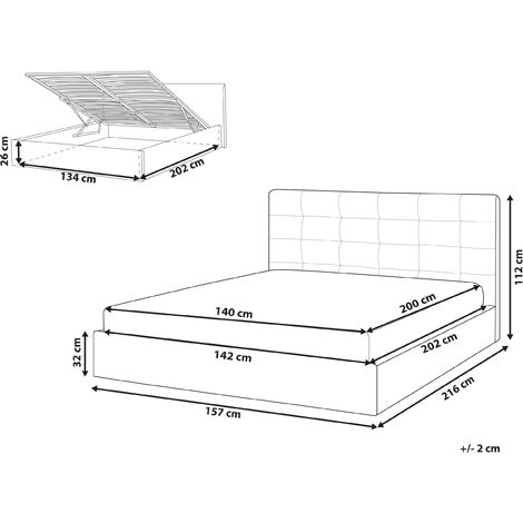 Modern Upholstered Ottoman Storage Bed EU Double Size Grey Lorient