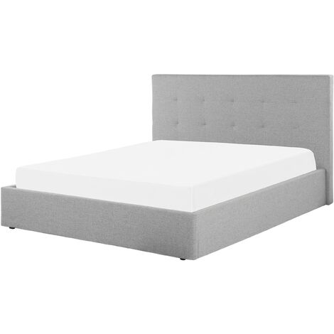 Modern Upholstered Ottoman Storage Bed EU Double Size Grey Lorient