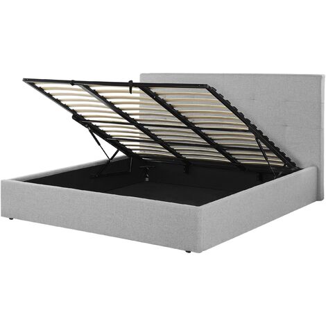 Modern Upholstered Ottoman Storage Bed EU Super King Size Grey Lorient