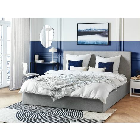 Modern Upholstered Ottoman Storage Bed EU Super King Size Grey Lorient