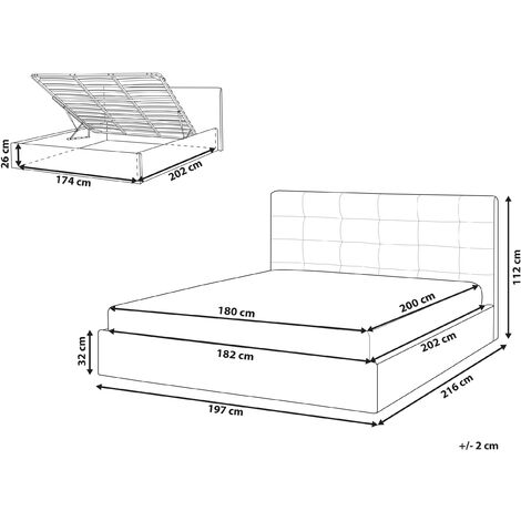 Modern Upholstered Ottoman Storage Bed EU Super King Size Grey Lorient