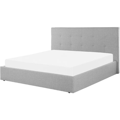 Modern Upholstered Ottoman Storage Bed EU Super King Size Grey Lorient