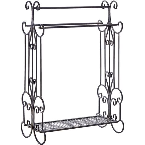 Vintage Freestanding Towel Stand 60 x 90 cm 3 Rails Iron Black Gladis