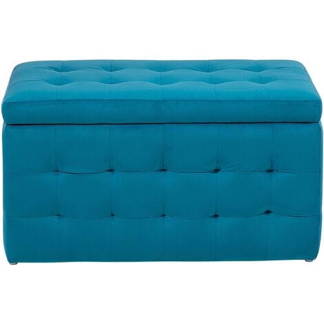 Blue tufted deals storage bench