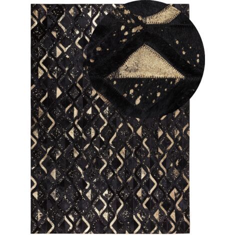Rug DEVELI Black 140 x 200 cm Leather