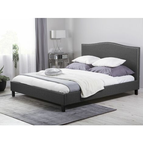 EU Super King Size Bed Frame 6ft Linen Fabric Vintage Grey Montpellier