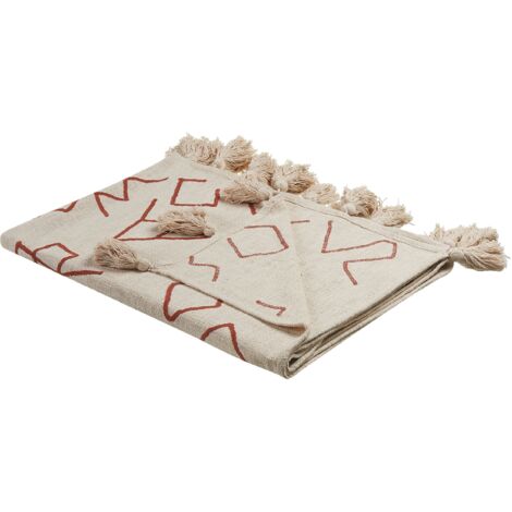 Blanket BHIWANI Cotton 130 x 180 cm Beige (1/5)