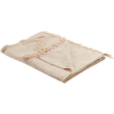 Blanket FATEHPUR Cotton 130 x 180 cm Beige (1/5)