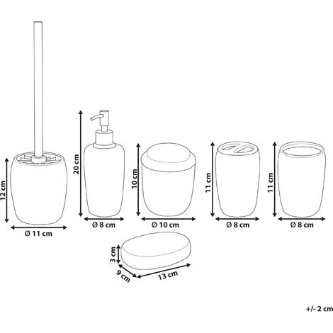 6-Piece Bathroom Accessories Set Dolomite White Spotted Palmilla