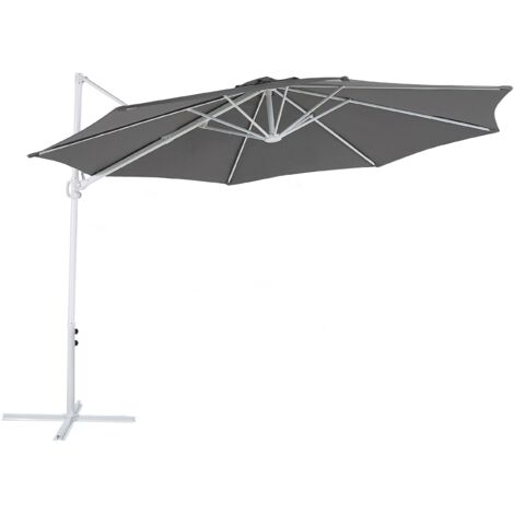 Cantilever Parasol Octagonal Canopy ⌀2.95m White Base Dark Grey Savona II