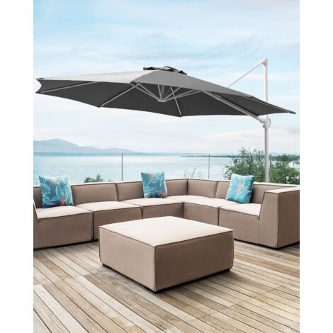 Cantilever Parasol Octagonal Canopy ⌀2.95m White Base Dark Grey Savona II