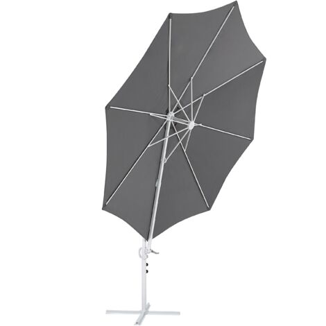 Cantilever Parasol Octagonal Canopy ⌀2.95m White Base Dark Grey Savona II