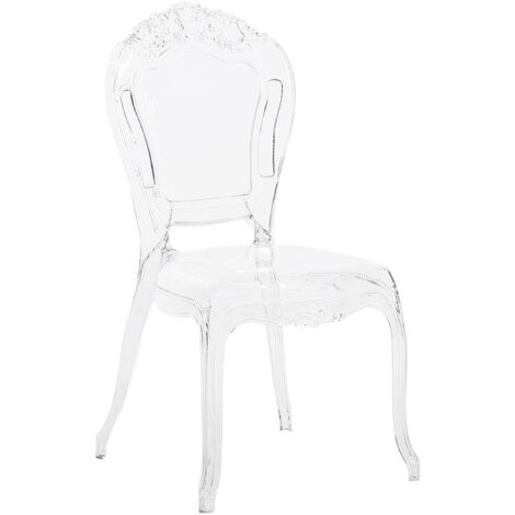 Set of 2 Modern Transparent Dining Chairs Clear Acrylic Stackable Vermont