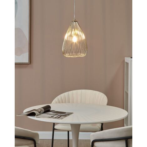 Modern Pendant Lamp Ceiling Light Wire Metal Cage Shade Gold Conca