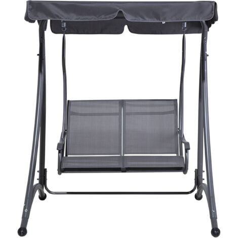 Modern Outdoor Garden Swing Grey Synthetic Steel Frame Canopy Mesh Tesero