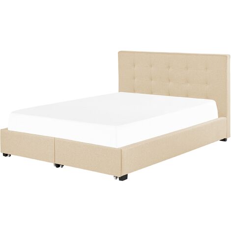 Beige queen online platform bed