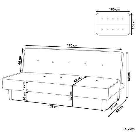 Modern Fabric Sofa 3 Seater Armless Couch Bed Buttoned Grey Visby