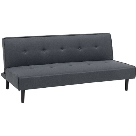 Modern Fabric Sofa 3 Seater Armless Couch Bed Buttoned Grey Visby