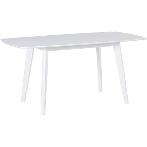 Dining Table 120/160 x 80 cm White Rectangular Extending Solid Wood Sanford