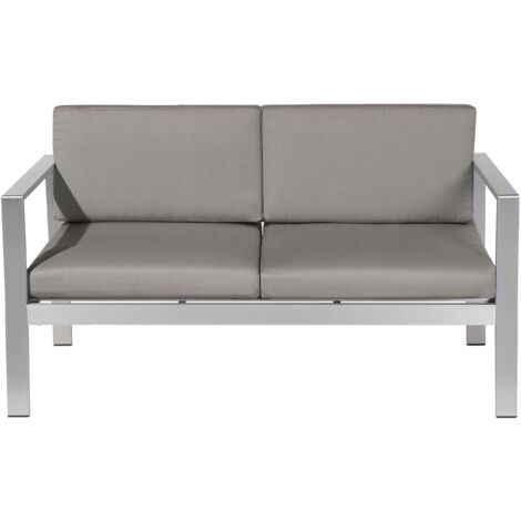 Beliani – Garden sofa 2 seater – Dark grey aluminium frame – Moist-proof cushions – UV-resistant – Modern patio style – 142cm width (1/5)