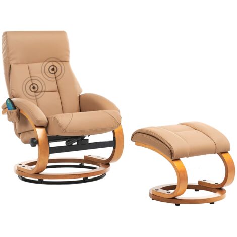 Massage Chair FORCE with Footstool Faux Leather Sand Beige (1/5)