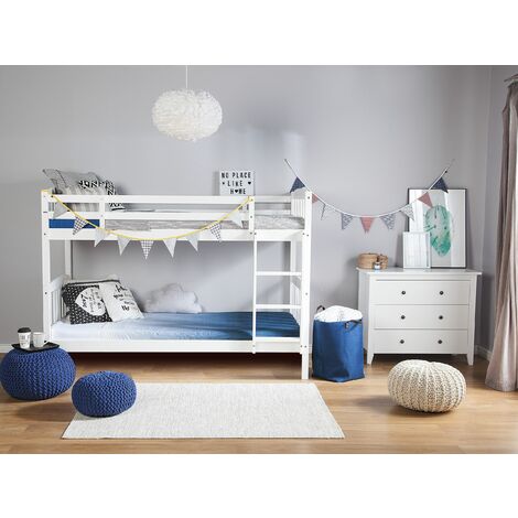 Bunk Bed 3' EU Single Children Kids Bedroom High Sleeper White Pine Wood Revin