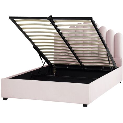 Ottoman Bed Velvet VINCENNES 140 x 200 cm (EU Double) Pastel Pink