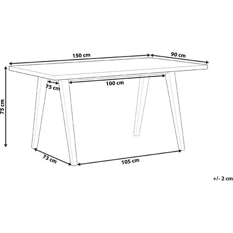 Modern Dining Table Oak Veneer Top 150 x 90 cm Black Legs Minimalist Style Lenister
