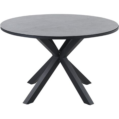 Modern Garden Table Grey with Black Aluminium ⌀120 cm Maletto