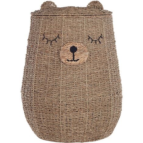 Seagrass Wicker Bear Basket Hamper Natural Woven Accessory Fulan