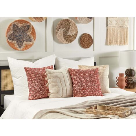 Throw Cushion RHUS Cotton 45 x 45 cm Red Geometric Pattern