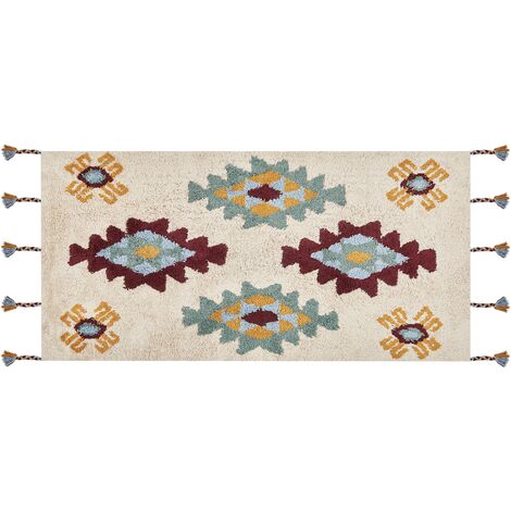 Boho Hand Tufted Cotton Area Rug Multicolour 80 x 150 cm DUZCE